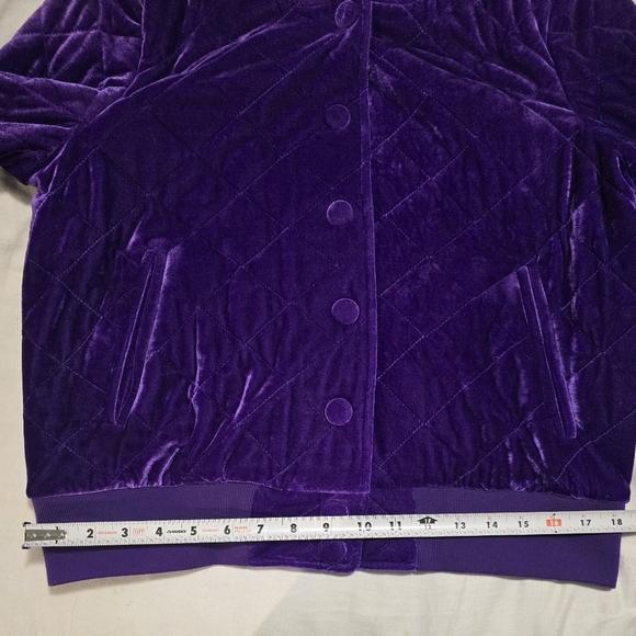 7 For All Man Kind Purple Velvet Look Quilted Bomber Jacket NWOT - Picture 7 of 10